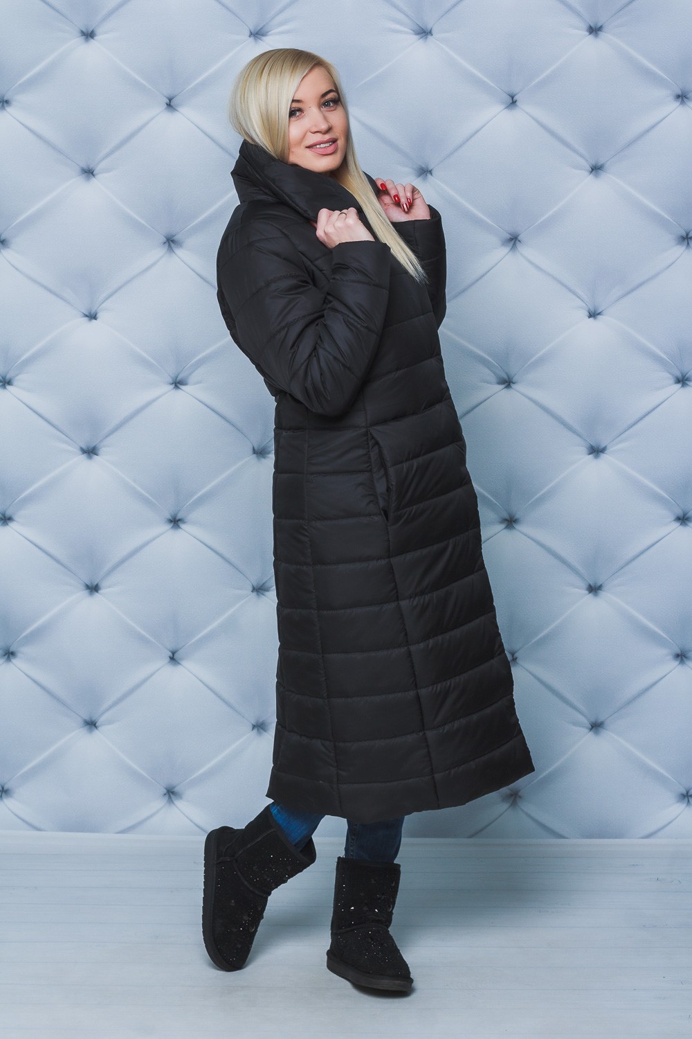 Длинное зимнее пальто черное 223/9 в интернет-магазине