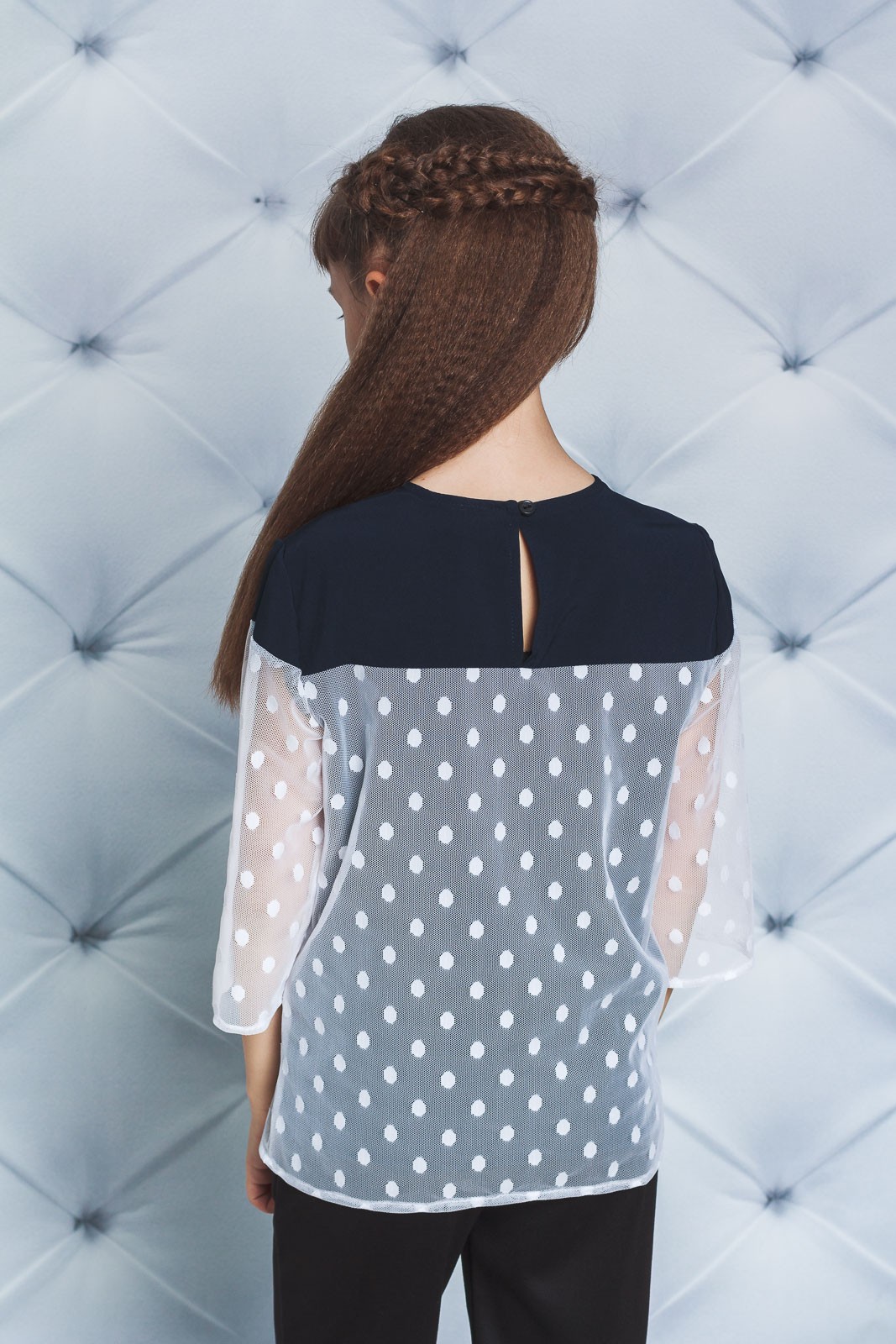 Блуза для девочки темно-синяя 02253 цена