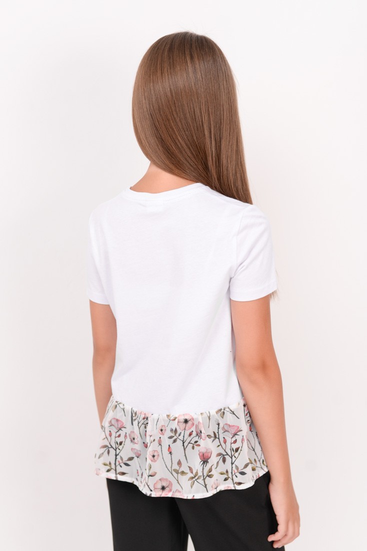 Блуза для девочки с коротким рукавом белая 02471 цена