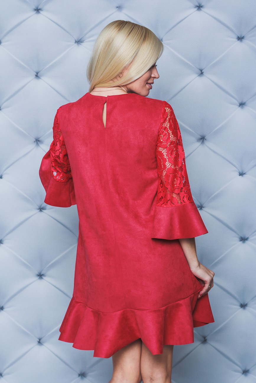 Нарядное женское платье красное 02068 оптом