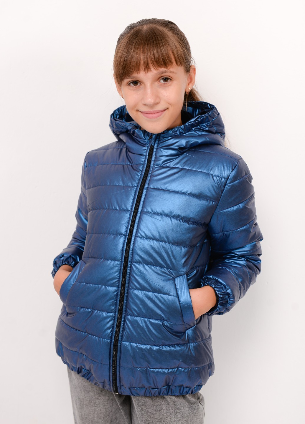 Стильная куртка для девочки осень/весна синяя 282/712 купить