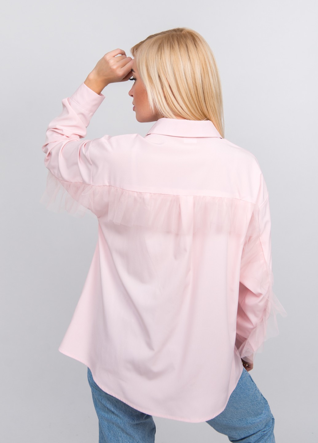 Блуза женская с рюшей персик 02504 оптом
