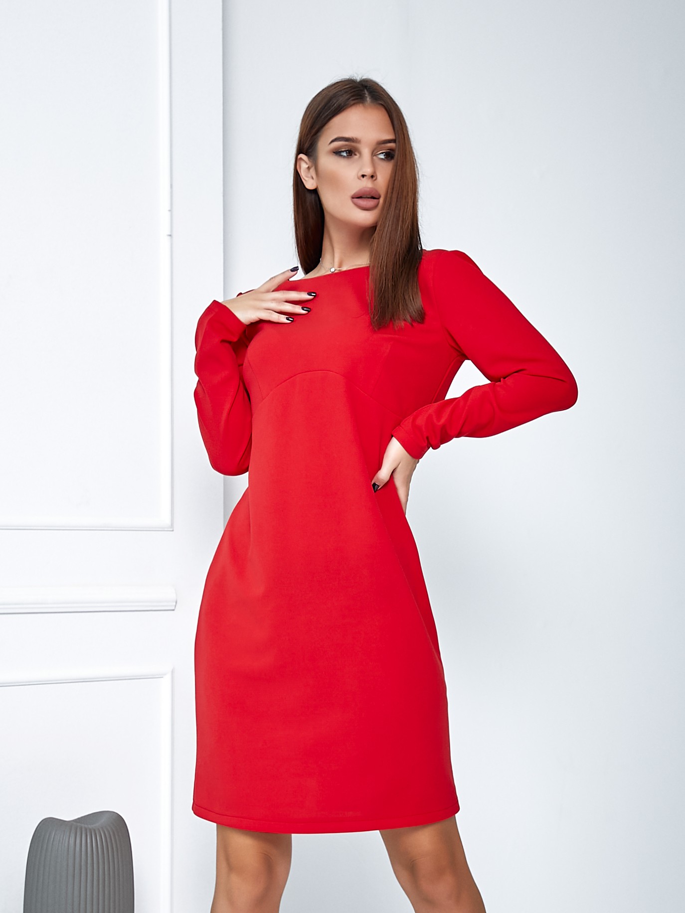Платье женское сзади молния красное 02724 цена