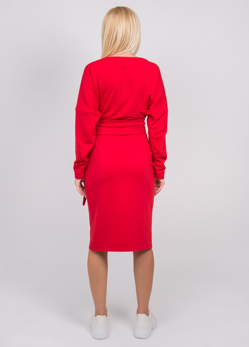 Платье женское трикотажное красное 02510 оптом