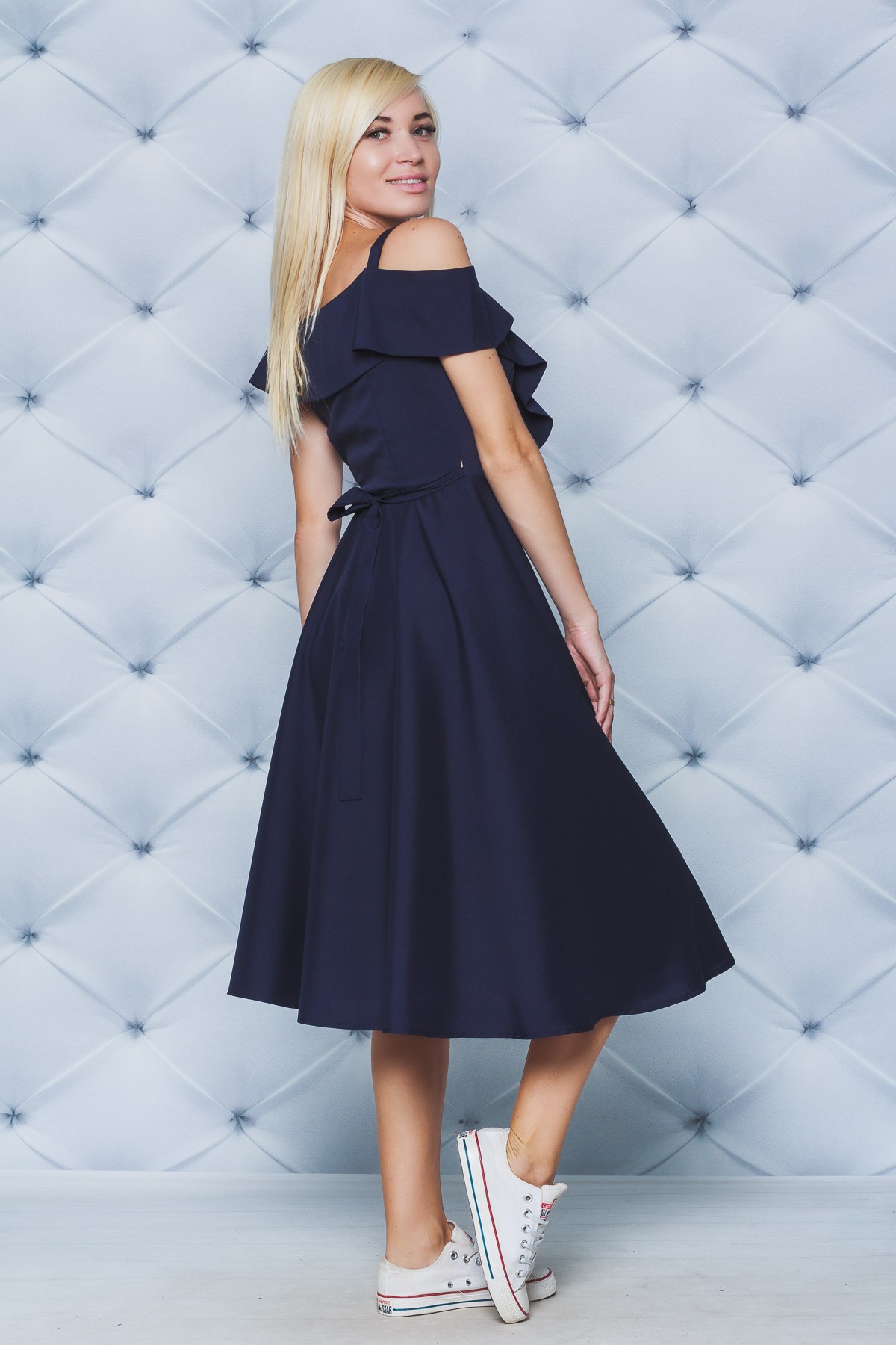Платье женское на запах темно-синее 02281 цена
