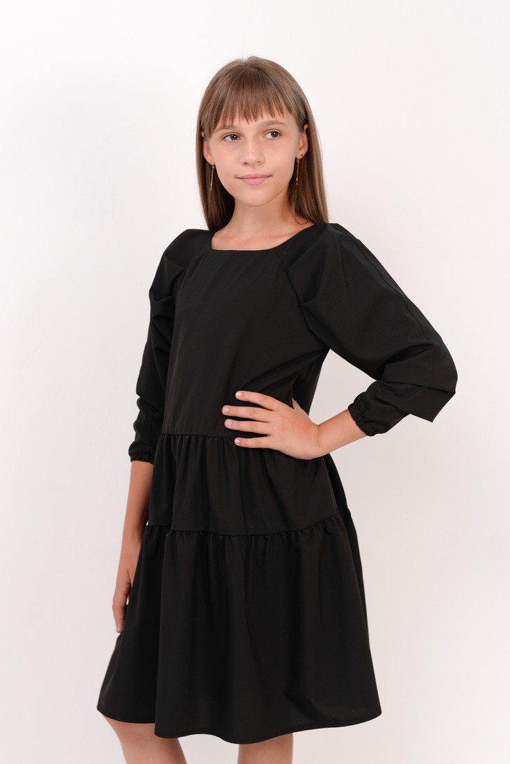 Платье стильное для девочки черное 02467 купить