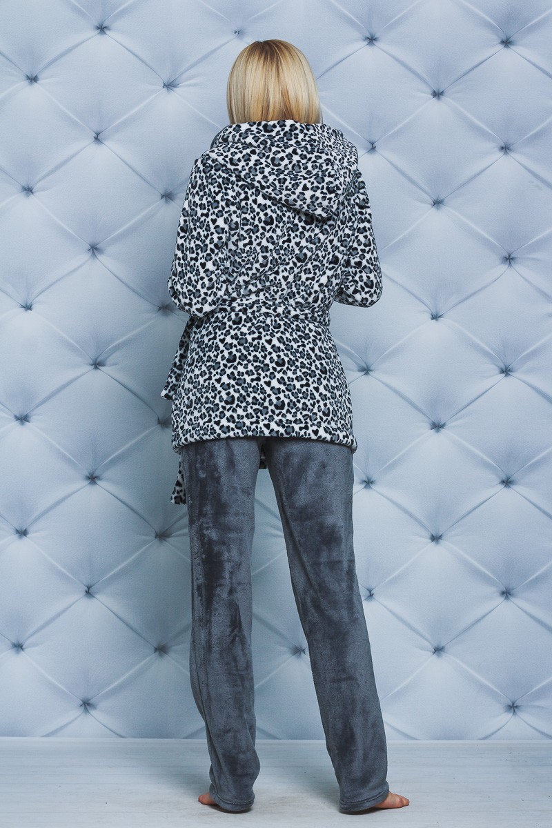 Пижама махровая женская со штанами Леопард 02041 цена