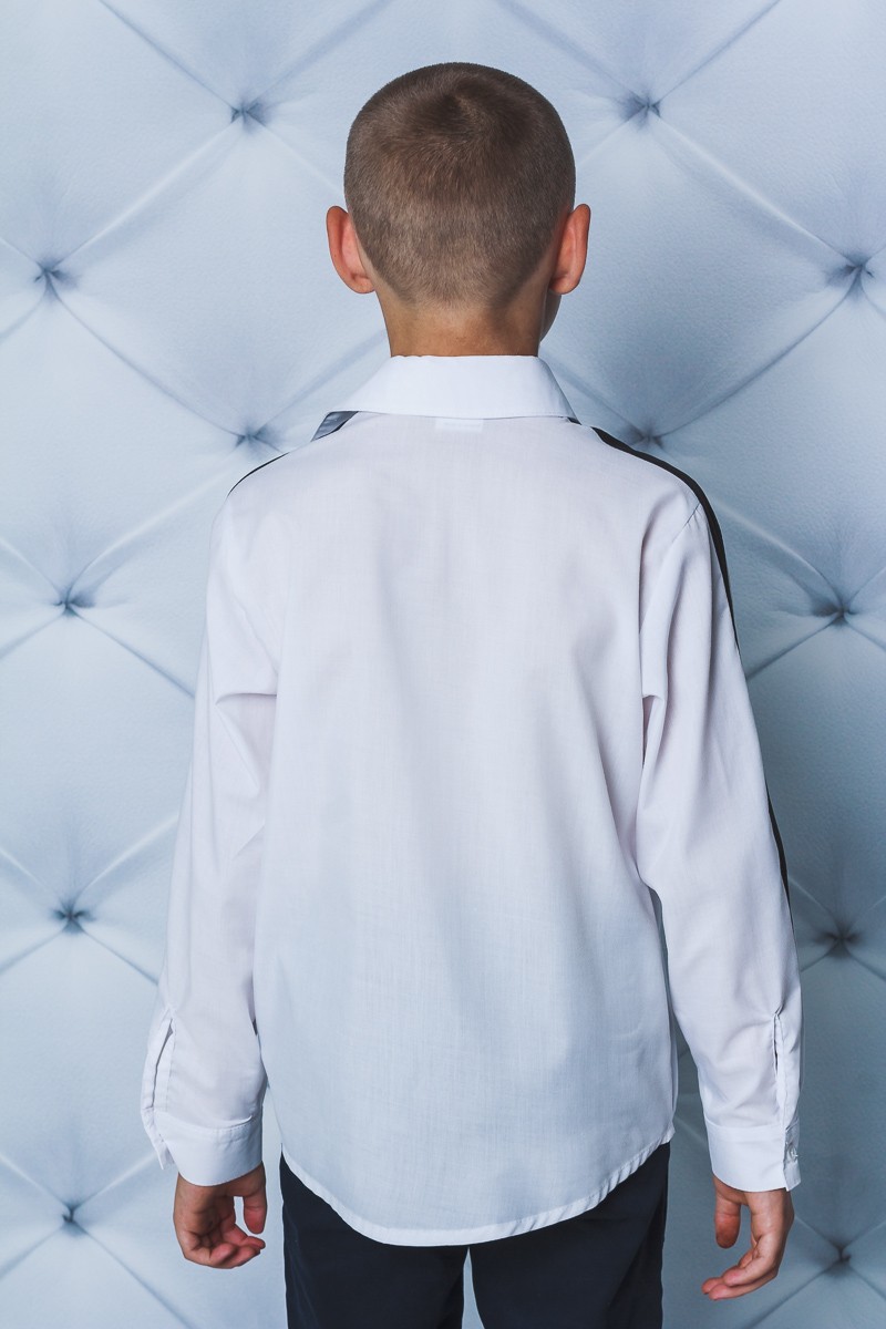Рубашка для мальчика с лампасами белая 01978 цена