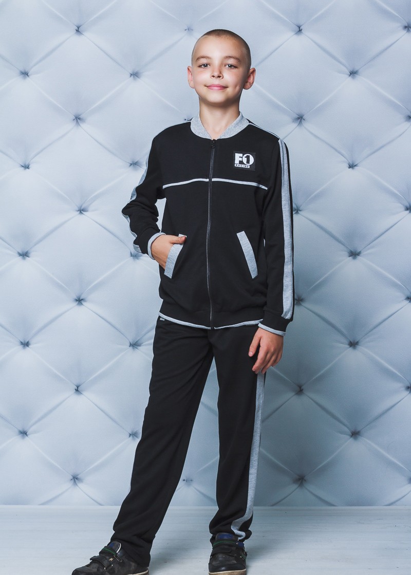 Спортивный костюм для мальчика с лампасами черный 01974