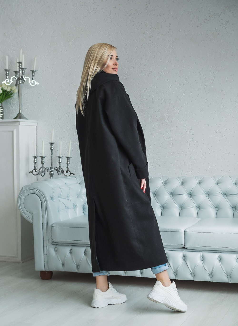 Пальто миди OVERSIZE черное 274 в интернет-магазине