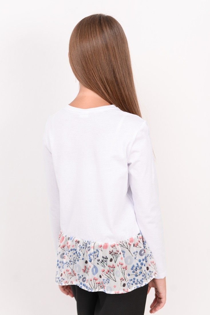 Блуза для девочки с длинным рукавом белая 02472 цена
