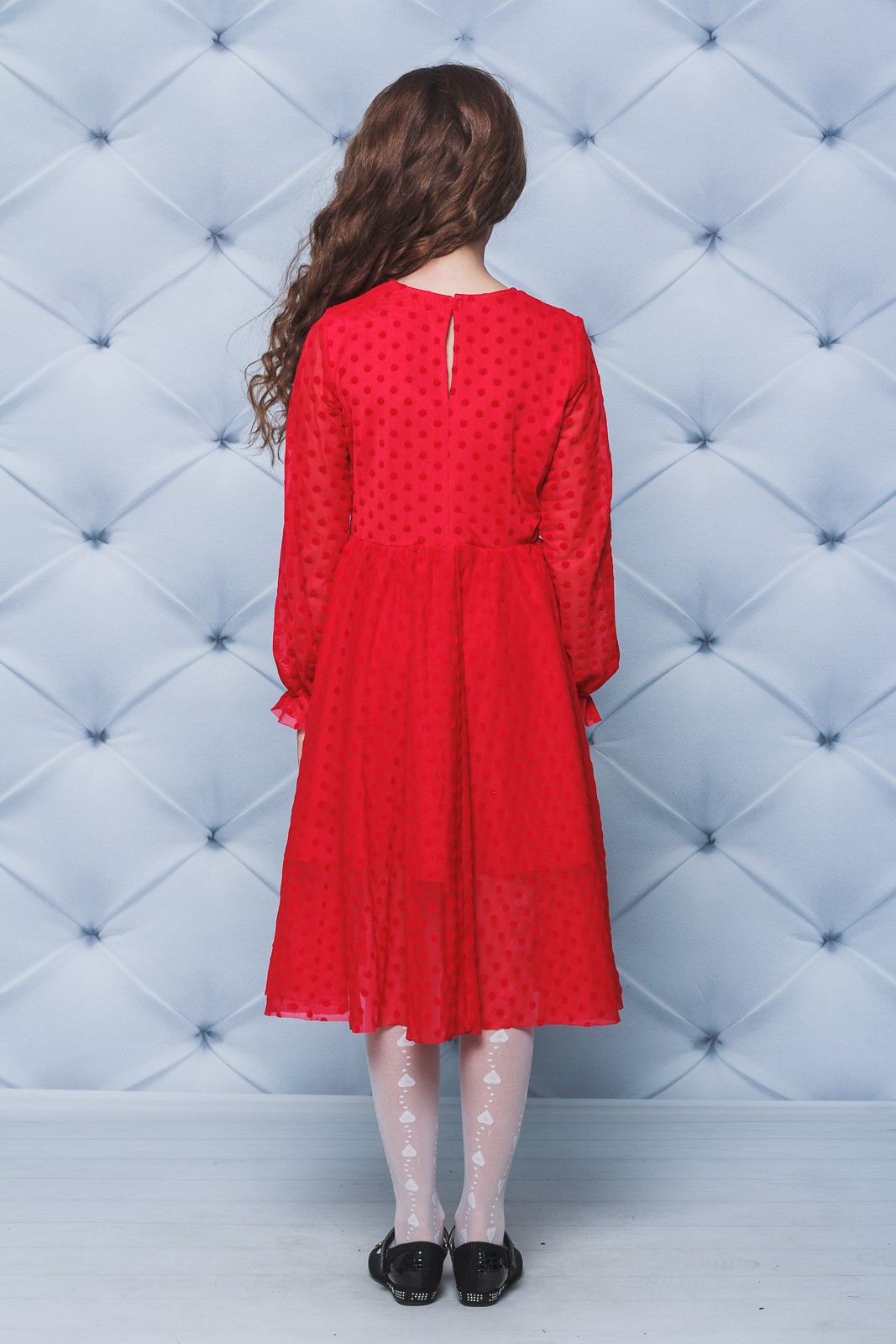 Платье нарядное сетка для девочки красное 02109 в интернет-магазине