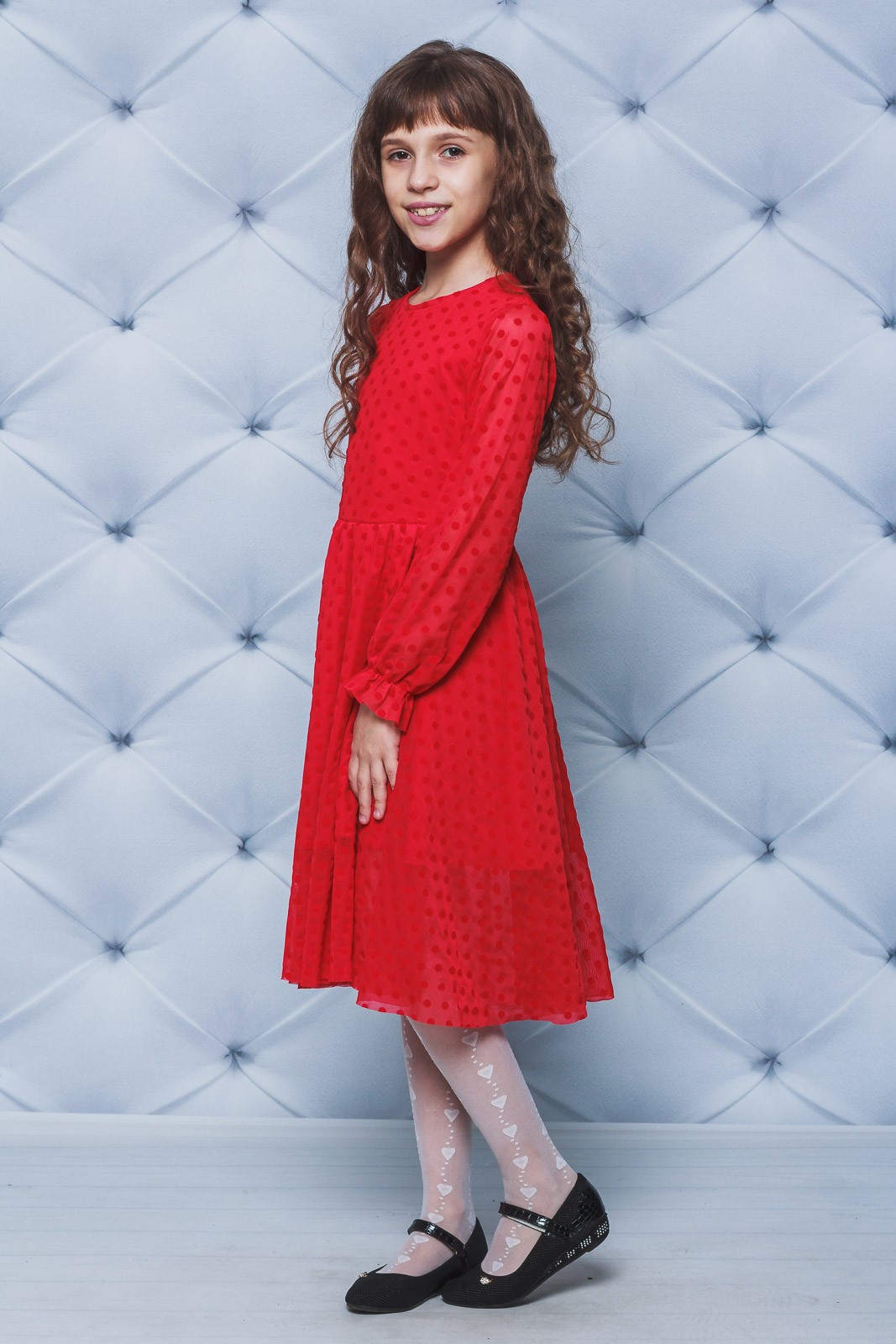 Платье нарядное сетка для девочки красное 02109 цена
