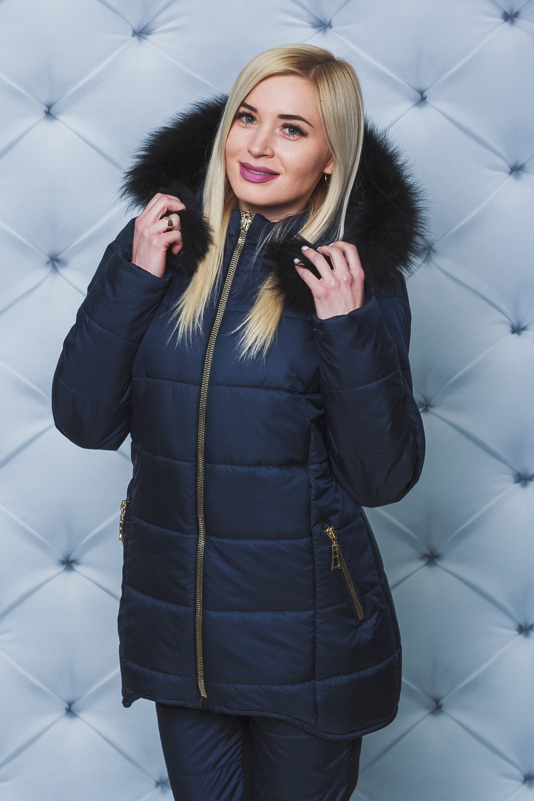 Костюм зимний женский куртка+штаны темно-синий 231/12 в интернет-магазине