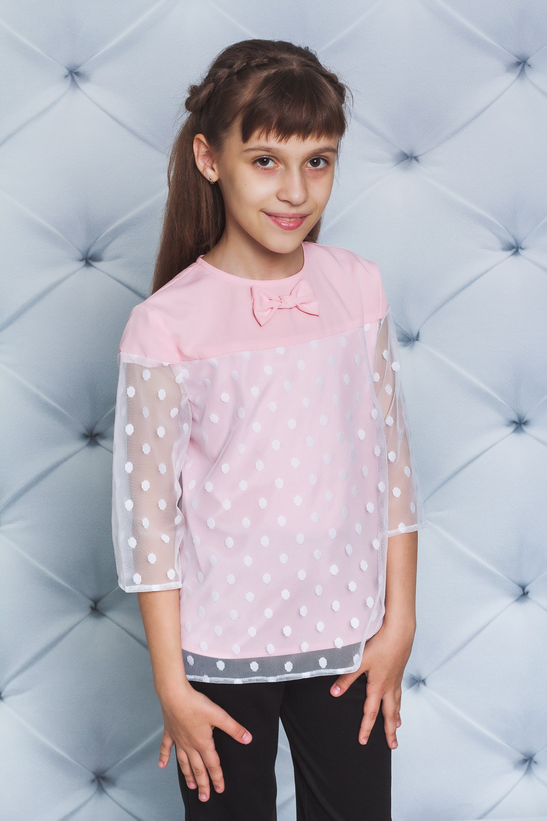 Блуза для девочки розовая 02253 фото
