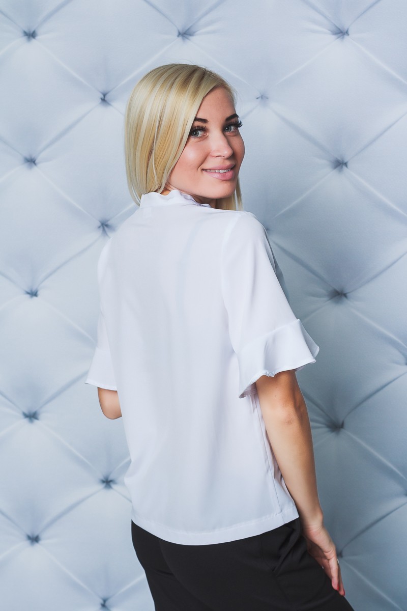 Стильная женская блуза белая 02002 оптом