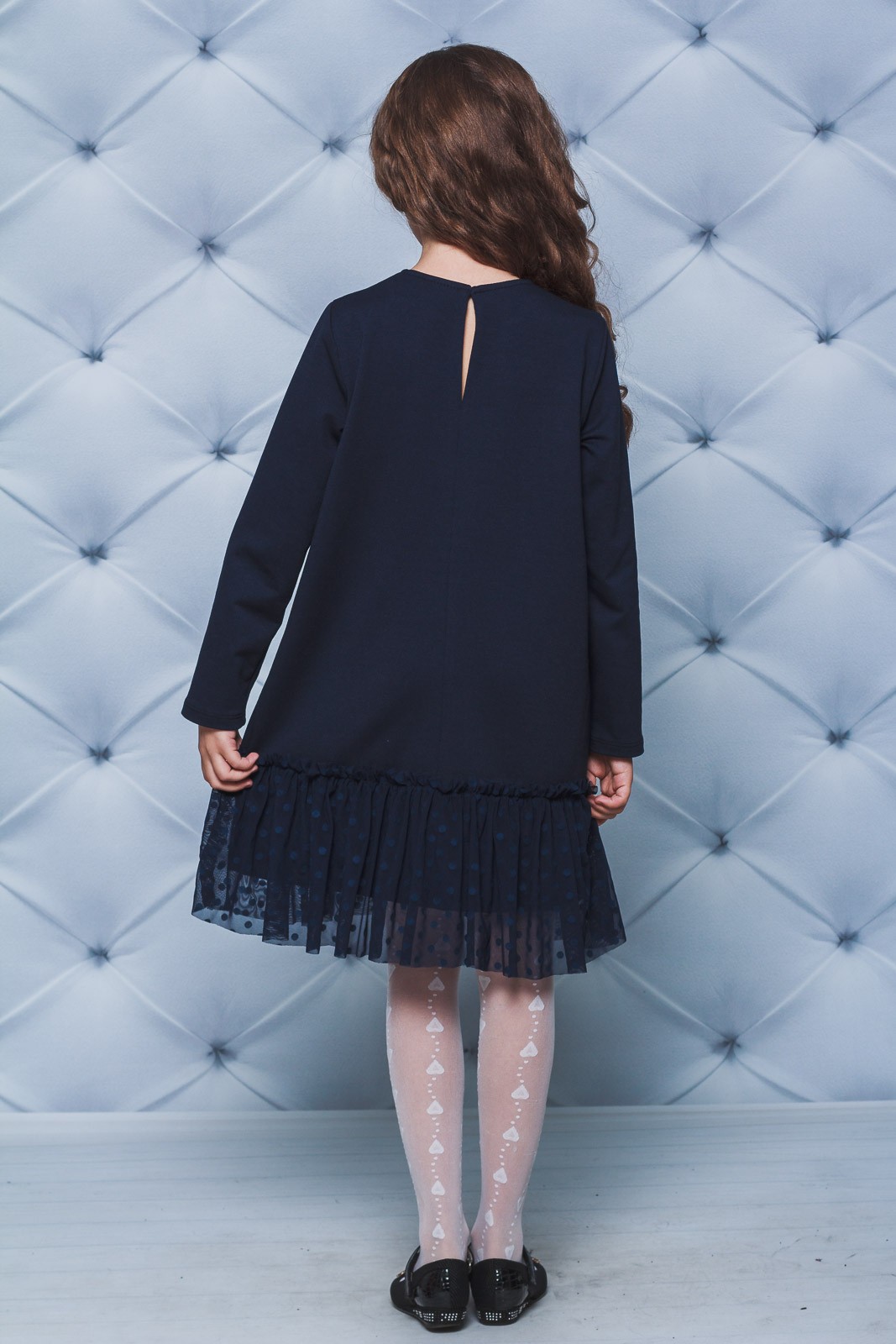 Платье трикотажное для девочки темно-синее 02084 цена