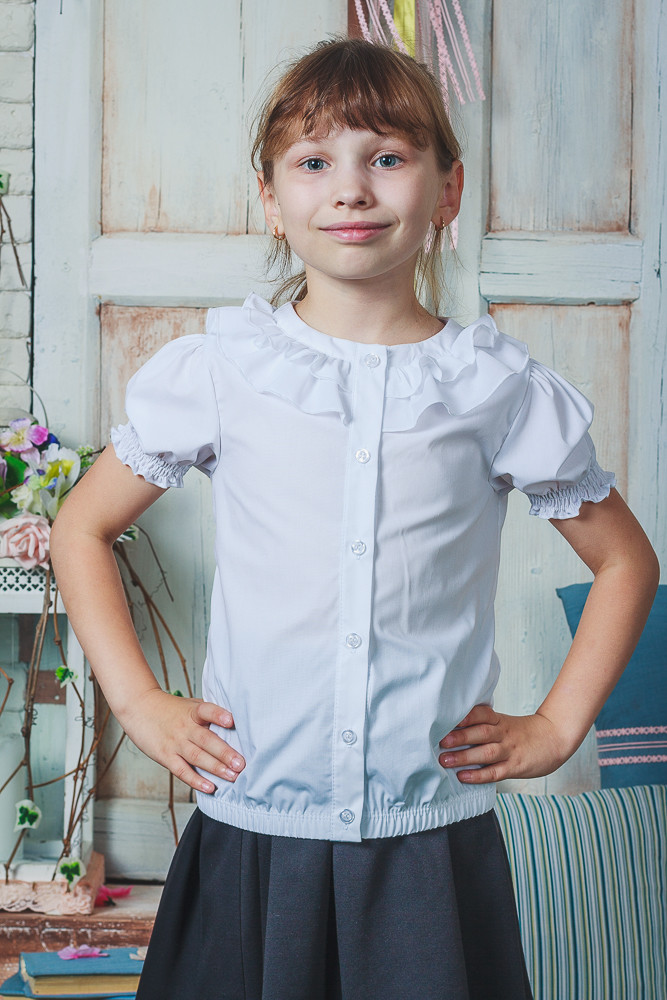 Школьная белая блузка для девочки 00955 купить