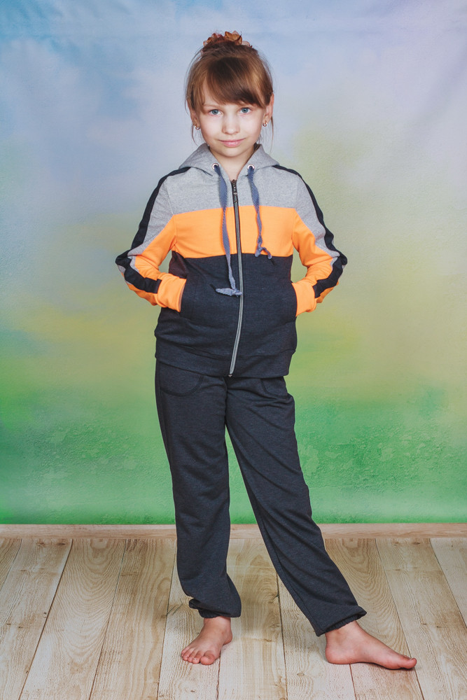 Детский трикотажный спортивный костюм оранж 00970