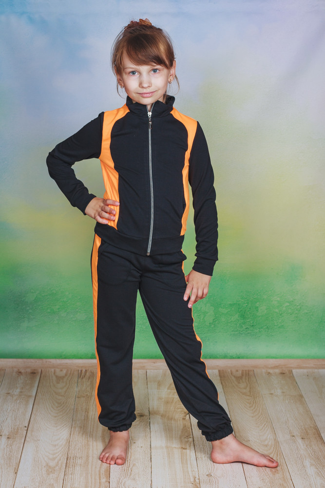 Спортивный костюм трикотаж детский черный 00971