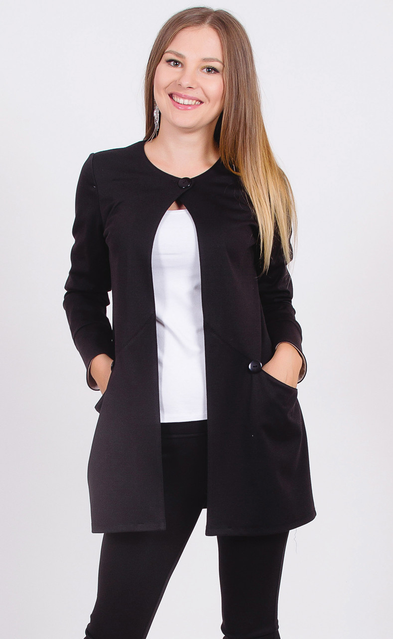 Пиджак женский удлиненный черный 00988 цена
