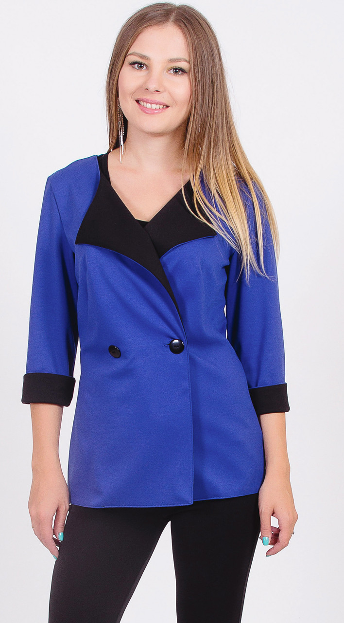 Пиджак женский короткий синяя 01005 купить