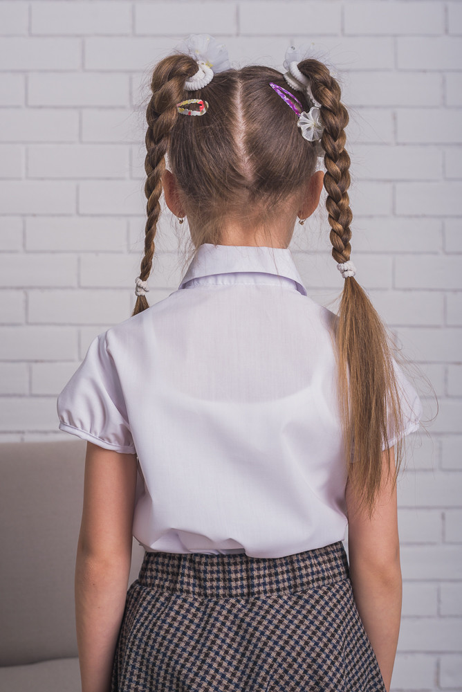 Блузка для девочки школьная с бантиками 01208 оптом