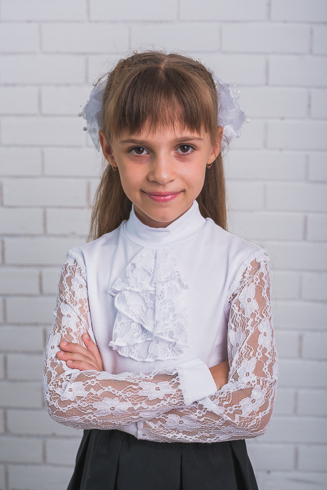Блузка для девочки с жабо белая 01235 цена