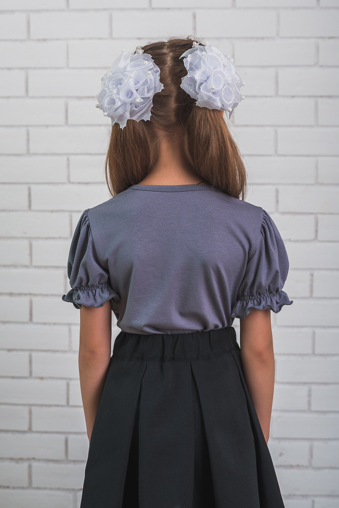 Блузка для девочки с коротким рукавом серая 01232 цена