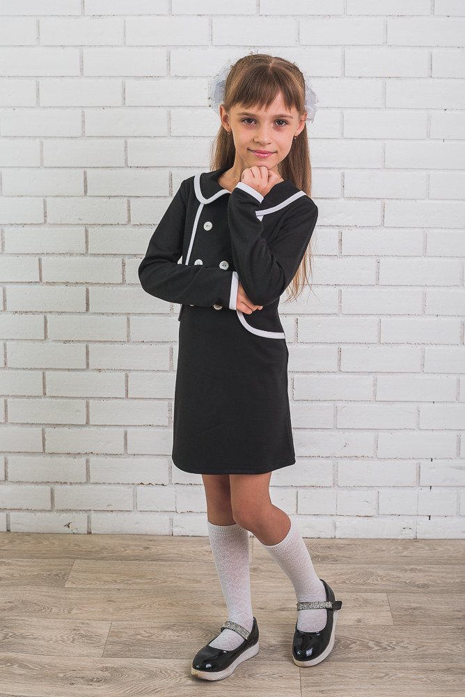 Школьное платье для девочки черное 01251 купить