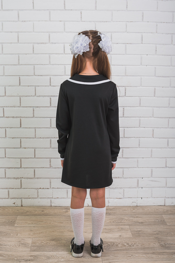 Школьное платье для девочки черное 01251 оптом