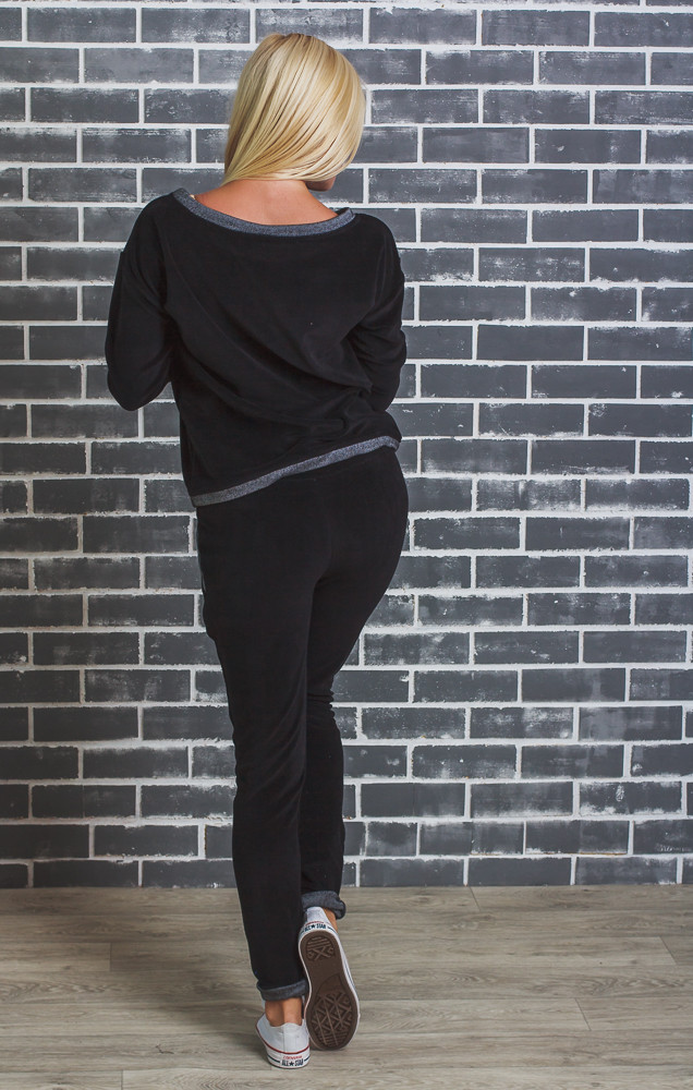 Женский велюровый костюм  черный 01285 в интернет-магазине