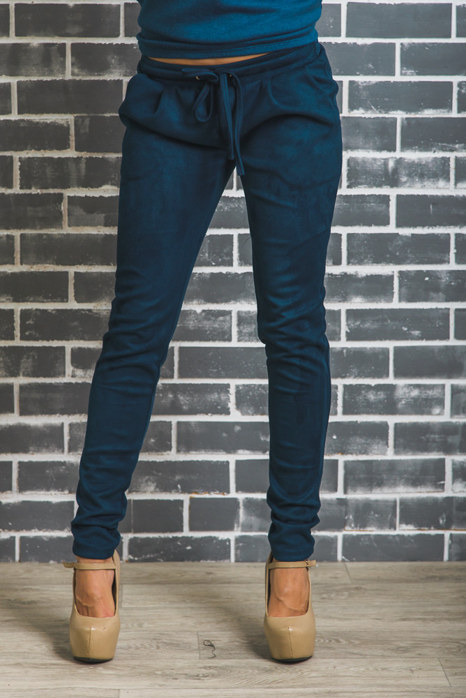 Стильные замшевые брюки изумруд 01349 в интернет-магазине