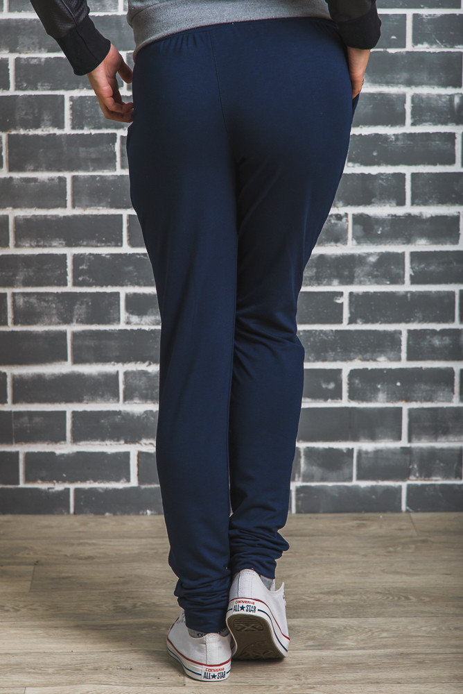 Женские спортивные штаны на манжете темно-синее 01347 в интернет-магазине