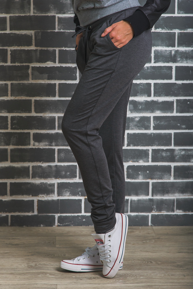 Женские спортивные штаны на манжете темно-серые 01347 цена