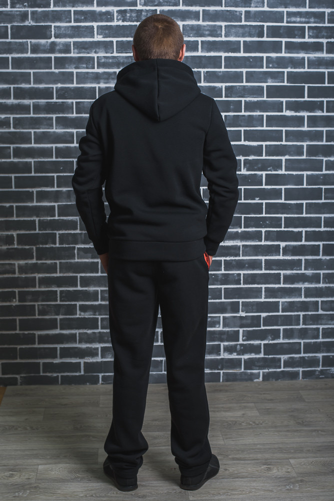 Спортивный мужской костюм с начесом черный 01362 цена