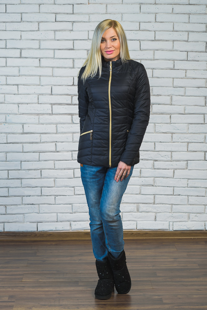 Женская короткая куртка демисезон темно-синяя 160/12 цена