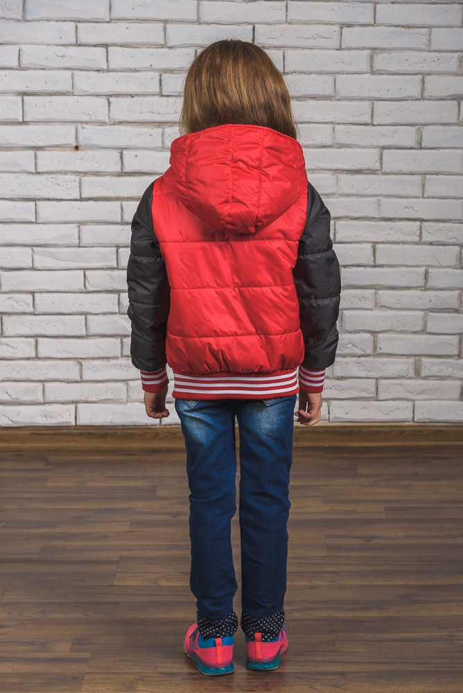 Куртка-бомбер для девочки красн+т.сер 162/35 цена