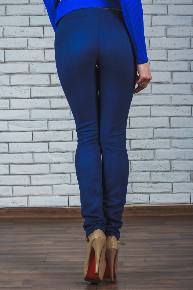 Лосины женские на коленях с молниями синие 01372 в интернет-магазине