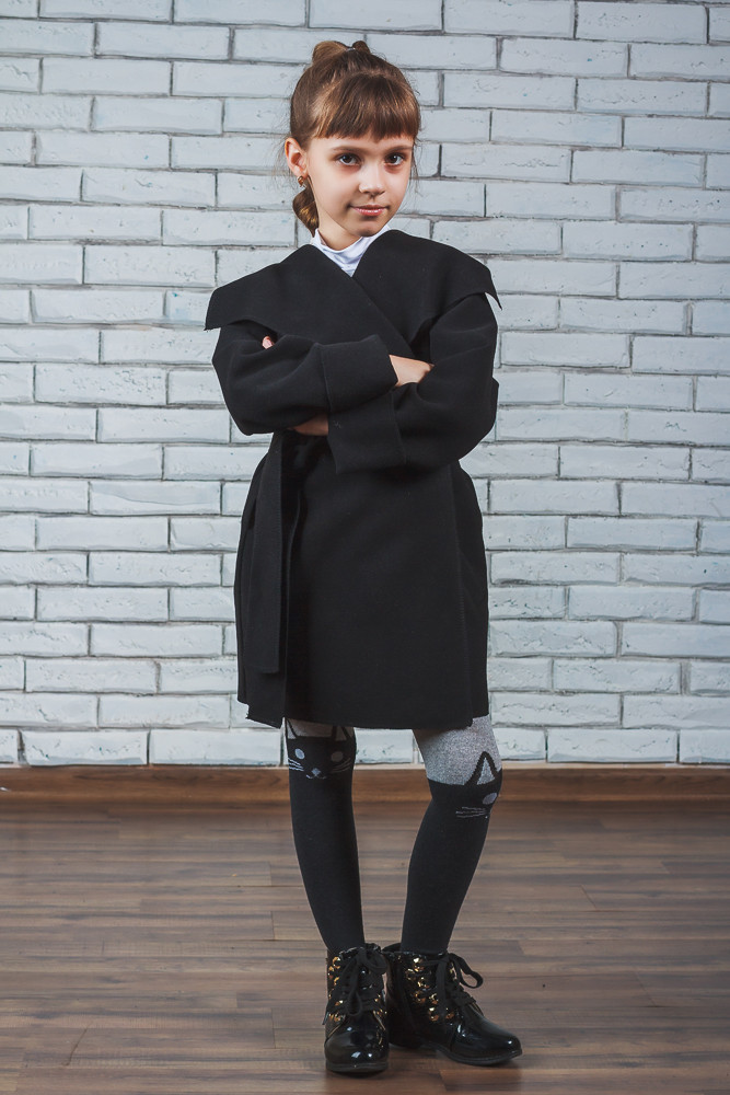 Пальто для девочки кашемировое черное 01508 в интернет-магазине