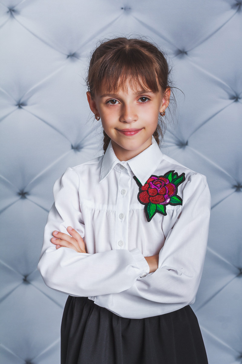 Школьная блузка для девочки с розой 01597 цена