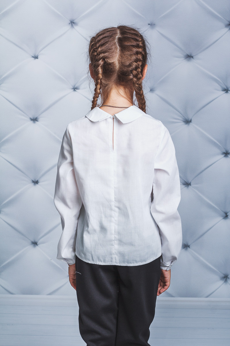 Школьная блузка для девочки гипюр белая 01602 в интернет-магазине