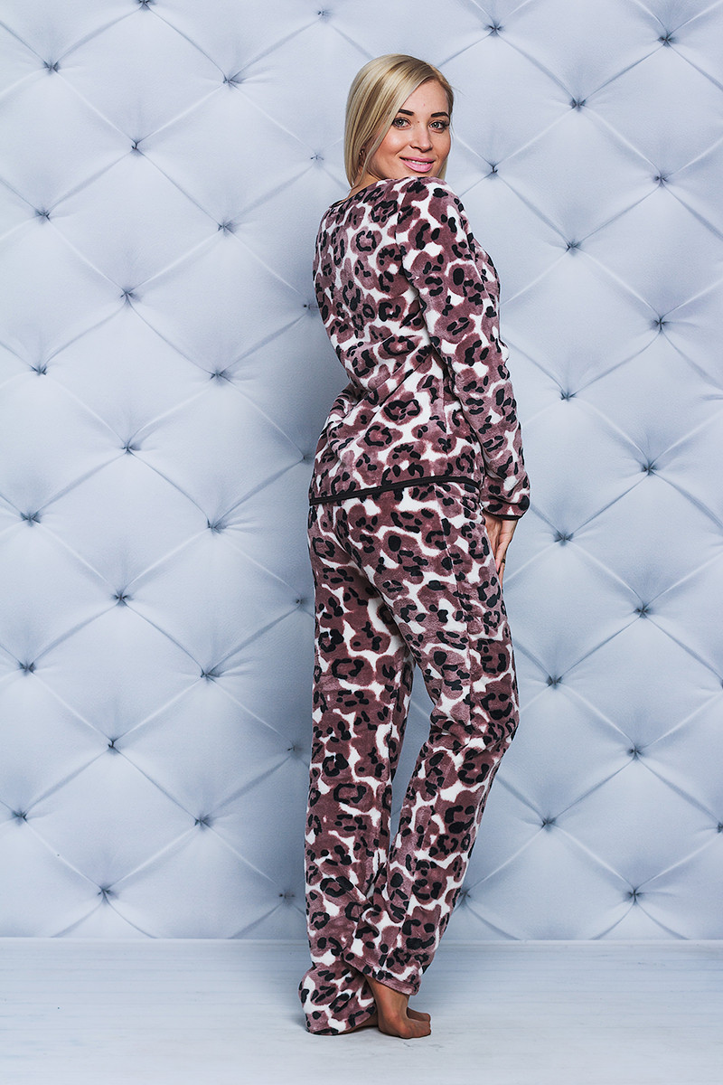 Пижама женская махровая леопардовая 01332 цена