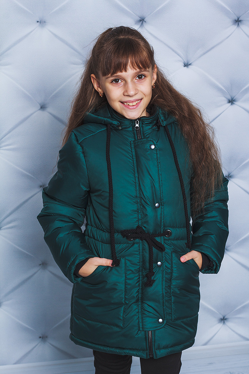 Куртка зимняя для девочки темно-зеленая 193/2 фото