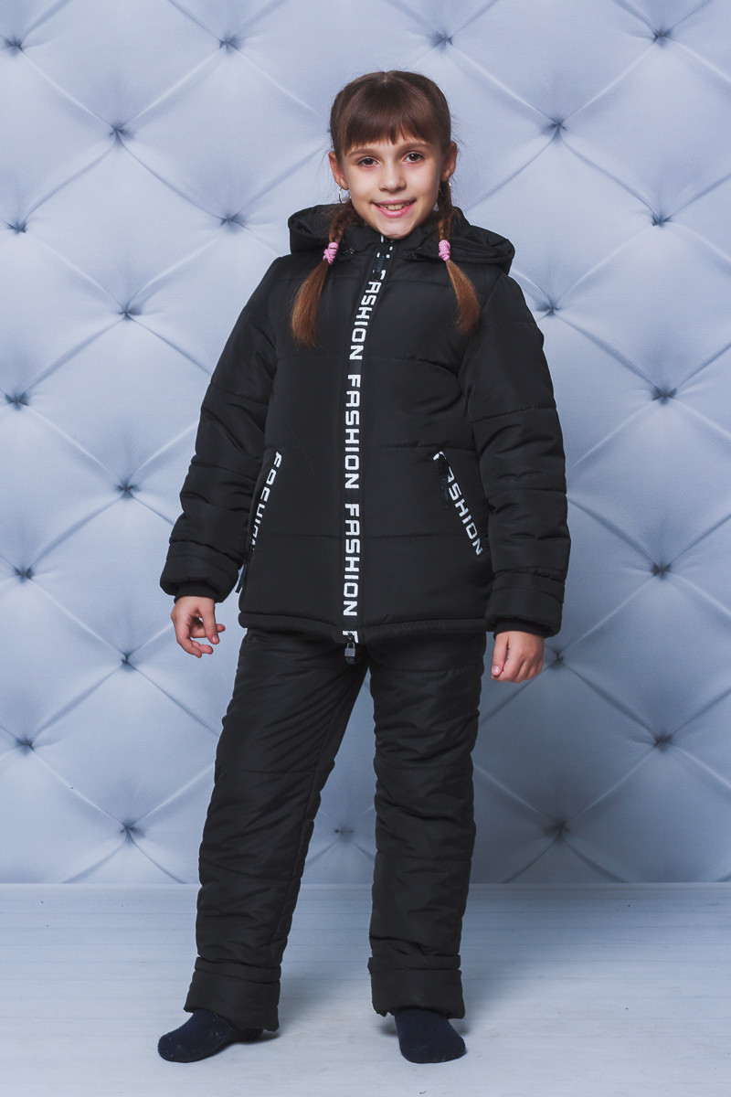 Детский зимний комплект штаны и куртка черный 192/109 фото