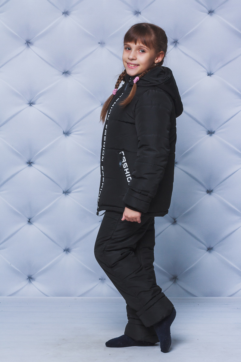 Детский зимний комплект штаны и куртка черный 192/109 оптом