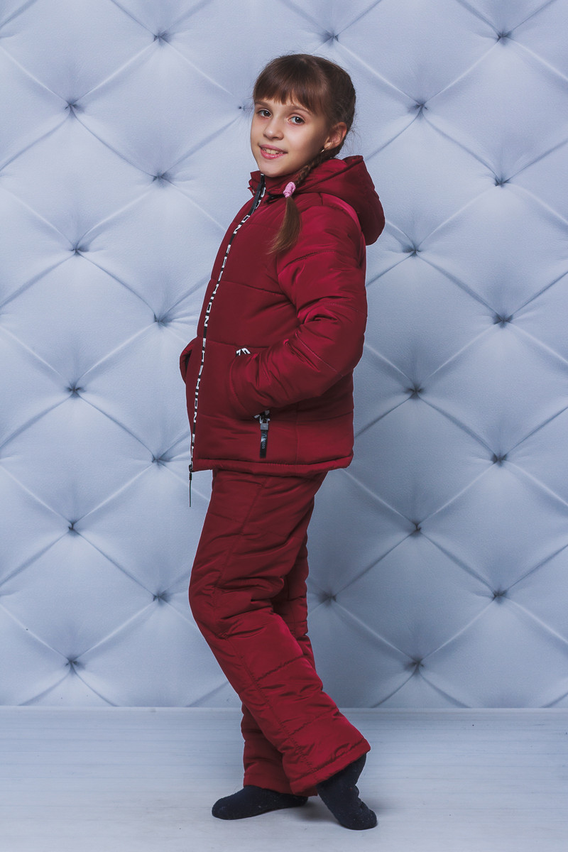 Детский зимний комплект штаны и куртка бордо 192/110 оптом