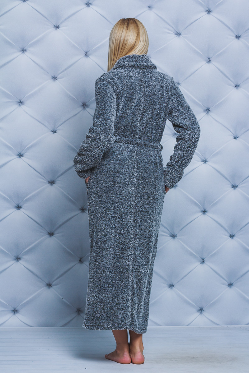 Длинный махровый халат светло-серый 01810 в интернет-магазине