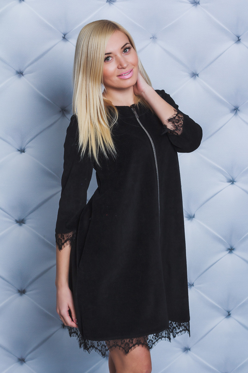 Женский велюровый халат короткий черный 01808 цена